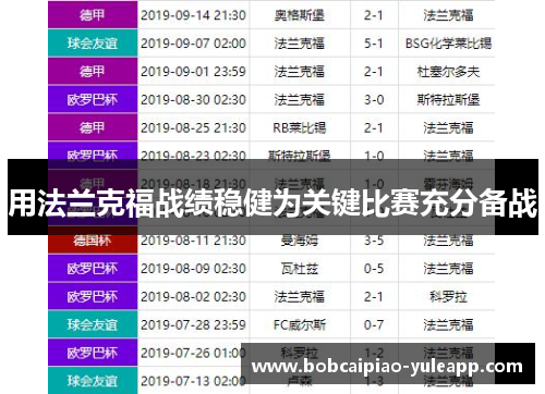 用法兰克福战绩稳健为关键比赛充分备战